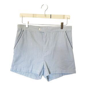 T28 Christian Dior Monsieur Mens Seersucker Piped Shorts Striped Sz S Boat Beach